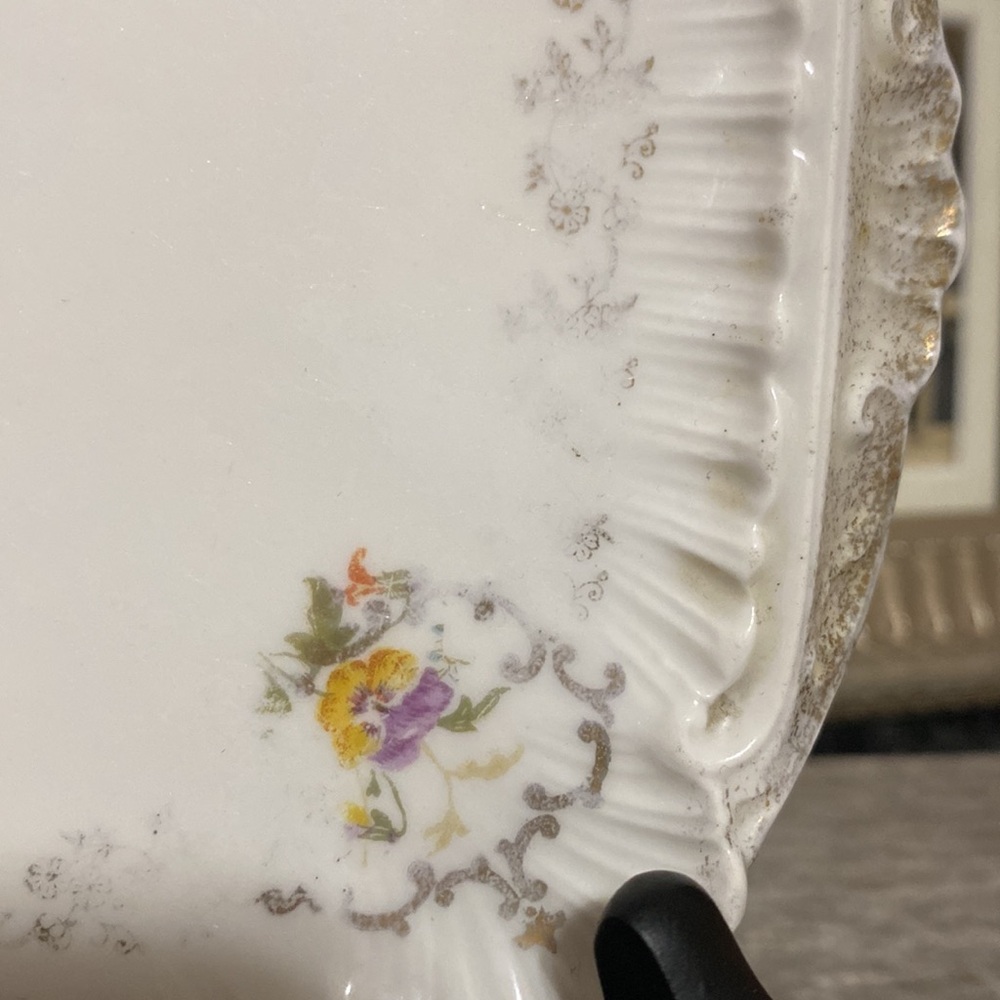 Antique Germany Carl Tielsch Floral Square Cake Plate! - Picture 3 of 7